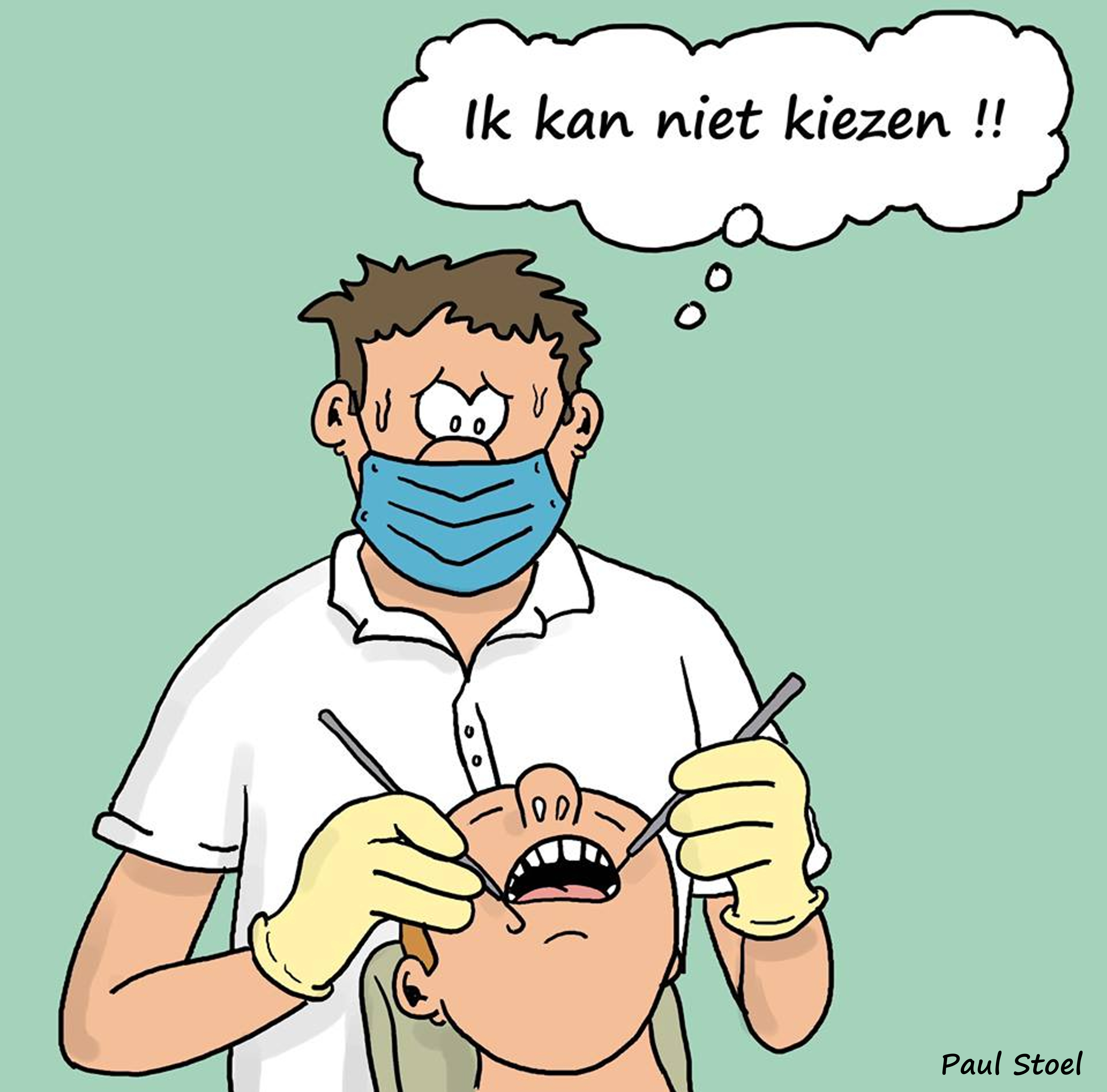 Cartoon Paul Stoel over de tandarts